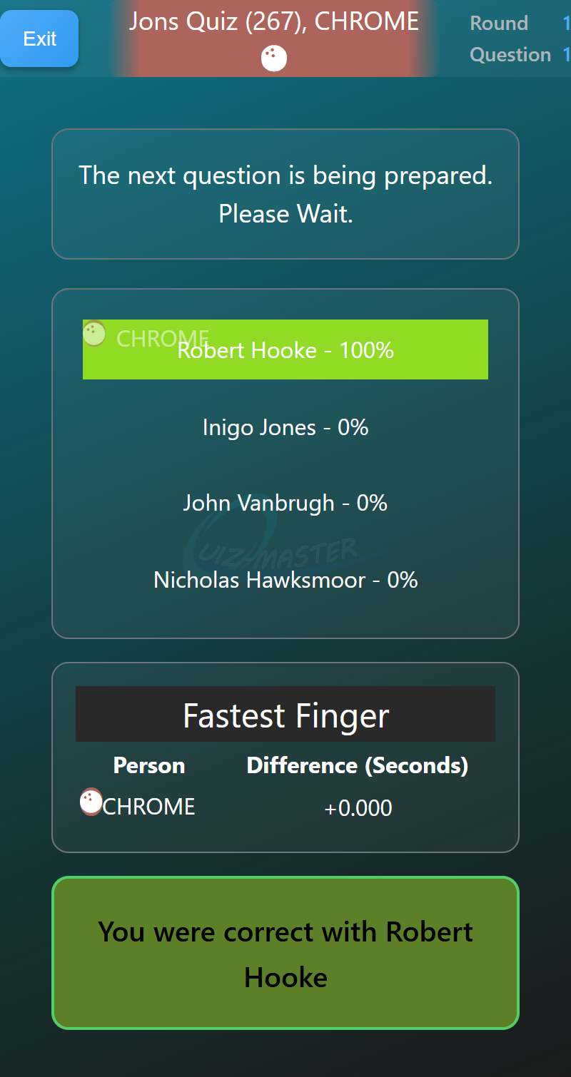 Quiz Master client view